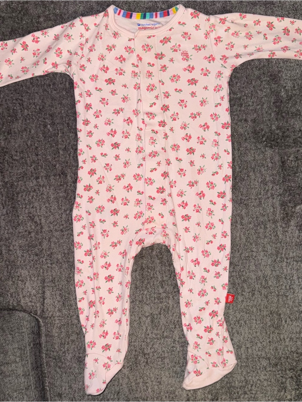 Magnetic Me*100% Organic Cotton*Pink Floral Footed One-Piece